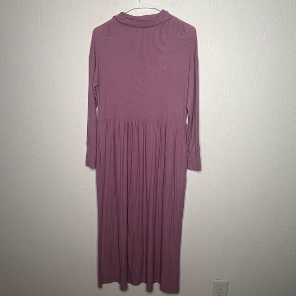 Anthropologie Dolan Left Coast Alissa Midi Dress Mauve Ribbed Cowl Neck XS Ad24 - Picture 9 of 10